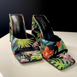 Open Toe Block Heel Mules